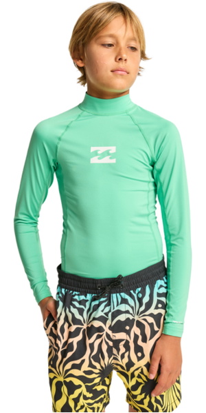 2026 Billabong Junior Waves All Day Long Sleeve Rash Vest EBBWR00100 - Acid Green